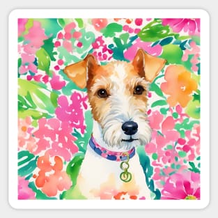 Preppy portrait of a cute terrier Sticker